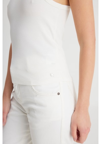 Wrangler Slim Fit Dar Kesim Bisiklet Yaka Beyaz Bluz W241281100