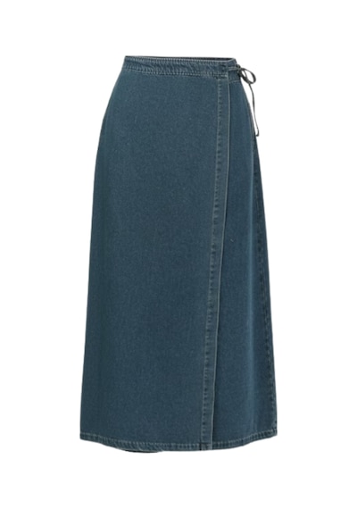 Vellichor Yandan Bağlamalı Denim Etek- Mavi Çok Renkli