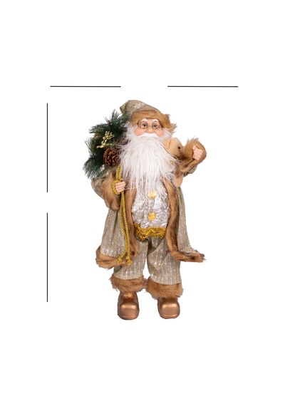 Yılbaşı Noel Baba Hediye Çuvallı Pelüş Ayı Dekorlu Gold 45 Cm.