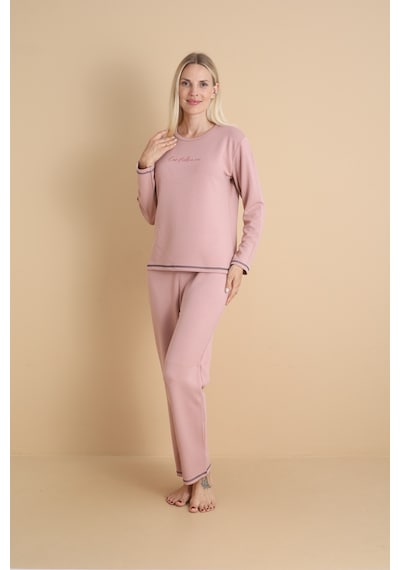 Wordex Mirano 3200 Kadın Kışlık Spor Eşofman Pijama Takımı Pudra