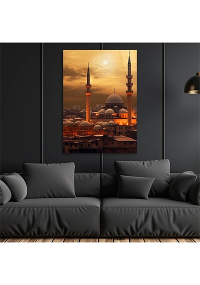 Gerçek Cama Baskı Dikey Dini Temalı Cam Tablo 289 Tekli D264