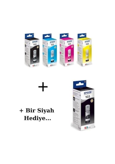 Epson 103 li L1210 Siyah Ve Renkli Mürekkep Seti 65ml 4 1 Siyah A4185 Epson