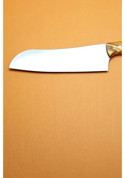 Hoşcanlar Japon Santoku Şef Bıçağı 4116 Çelik Hibrit Zeytin Epoksi Gövde Çok Renkli