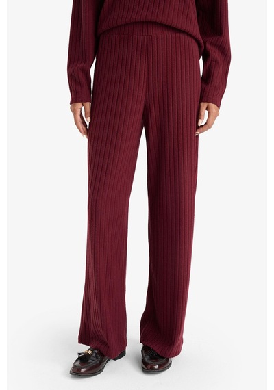 Defacto Wide Leg Fitilli Kaşkorse Beli Lastikli Pantolon F1012ax25aubr115 Bordo-br115