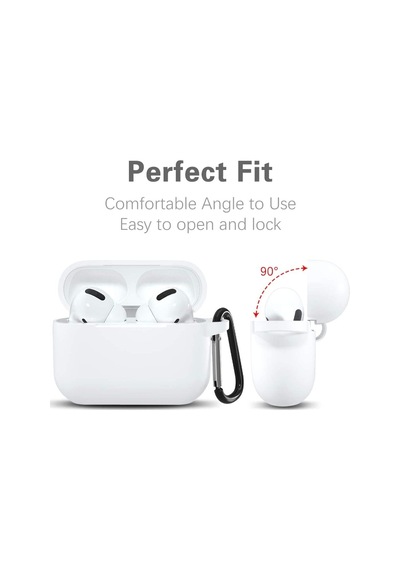 Airpods Pro 1. Nesil İle Uyumlu İnce Ve Hafif Silikon Kılıf, Yumuşak Esnek Tasarım, Anahtarlıklı, Kablolu Ve Kablosuz Şarj Uyumlu Beyaz A2084 A2083 A2190