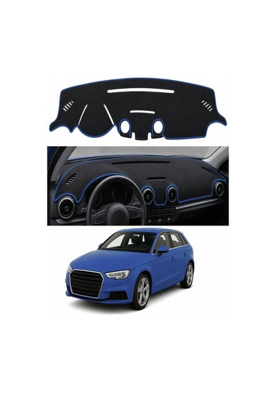 Audi A3 2012-2020 Uyumlu Torpido Koruma Kılıfı - Mavi Şeritli