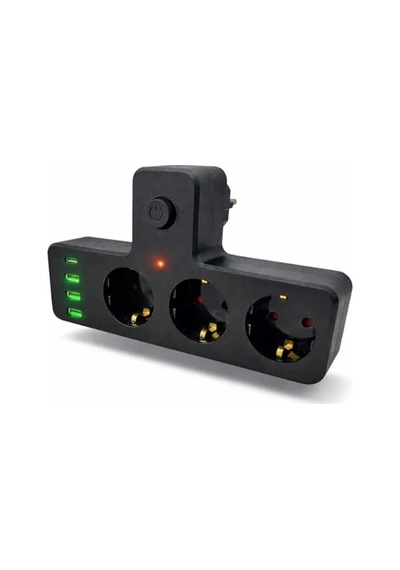3'lü Akım Ve Termal Korumalı Priz, 3x Usb-a Ve 1x Usb-c Pd İle Hızlı Şarj 0