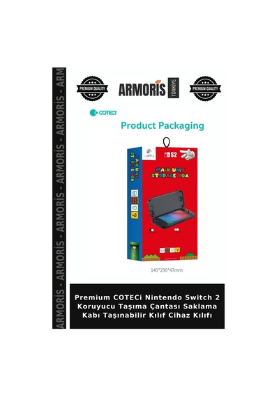 Premium Coteci Nintendo Switch 2 Koruyucu Taşıma Çantası Saklama Kabı Taşınabilir Kılıf Cihaz Kılıfı