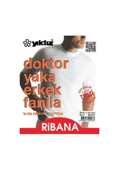 Erkek Doktor Yaka Ribana Atlet Fanila - 3 Adet 001