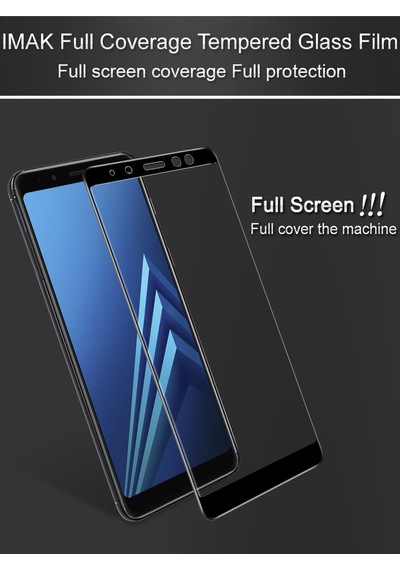 Samsung Uyumlu Galaxy A8 2018 Tam Kaplayan Çerçeveli Tempered Cam Koruma