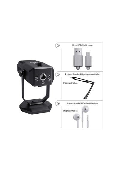 Yanmai Profesyonel Usb Condenser Mikrofon 4 Yönlü Direktif, 20hz-20khz Frekans, Kulaklık Çıkışı, Tek Tuş Se