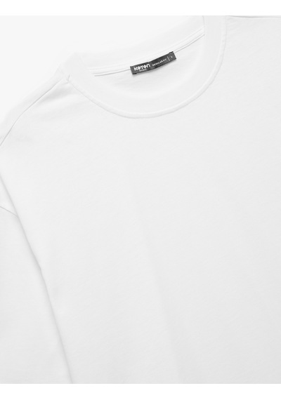 Koton Kısa Kollu Bisiklet Yaka Pamuklu Basic Oversize Tişört Beyaz 6wam10087hk Beyaz