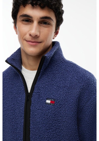 Tommy Hilfiger Tjm Rlx Badge Zıp-thru Teddy Ext Erkek Mavi Sweatshirt - Dm0dm22345