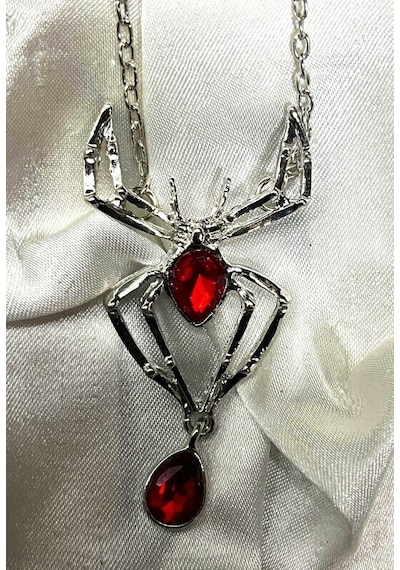 Dükkan Design Kırmızı Taşlı Tarantula Kolye Kırmızı