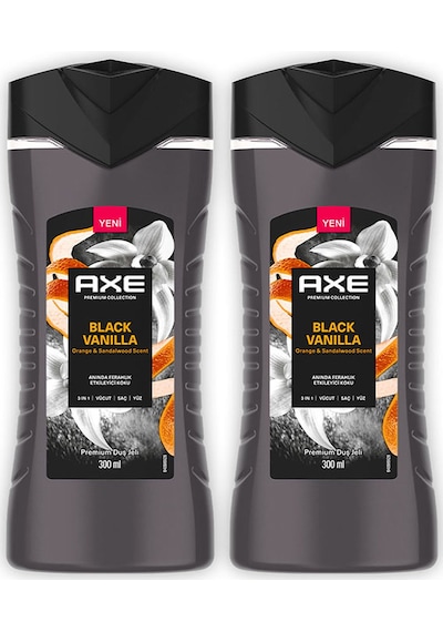 Axe Black Vanilla 3in1 Vücut Saç Yüz Duş Jeli 2 x 300 ML