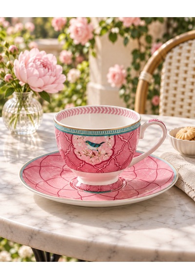 Qush Pembe Tek Kişilik Türk Kahvesi Fincanı 90ml. Çok  Renkli