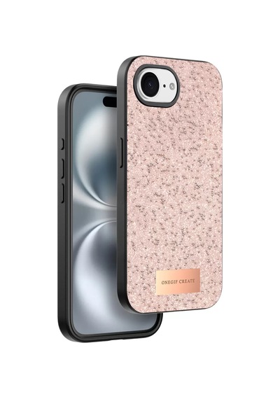 Onegif Apple iPhone Uyumlu  16e Bright Simli Kapak - Pembe