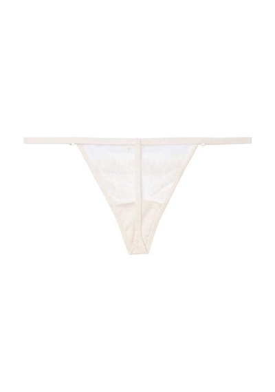 Victoria's Secret File Ve Dantel V-string Külot Hindistan Cevizi Beyazı