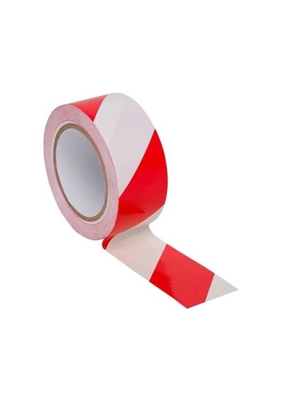 Mey İthalat Yer İşaretleme Bandı Kırmızı Beyaz 50 Mm 30 Metre