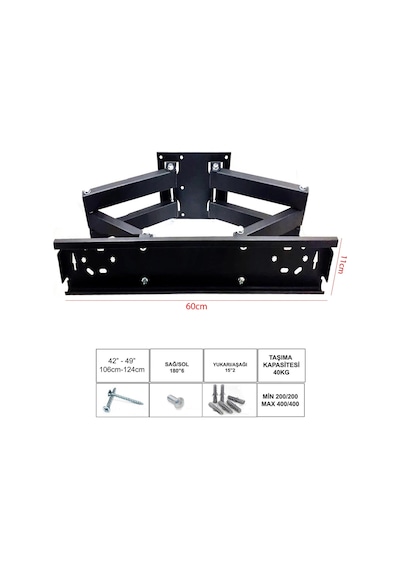 Ufix-6011h Lcd Askı Aparatı Hareketli 6 Kol 42-49 İnç 109-124cm