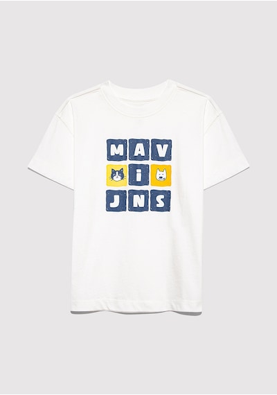 Mavi - Mavi Jeans Baskılı Beyaz Tişört 7610366-70057 Ekru