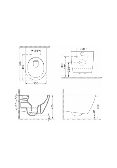 Dura Bagno Siena Asma Klozet Rimless 52,5 Cm Yavaş Kapanır Kapak Dahil Beyaz Dbo.36.01.03.03