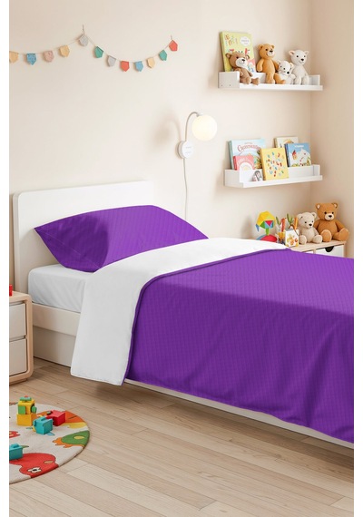Mor Kapitone Genç Odası Tek Kişilik Pike Takımı - Düz Renk Modern 160x220 Cm Kapitone Yatak Örtüsü Perde Örtü Akışı
