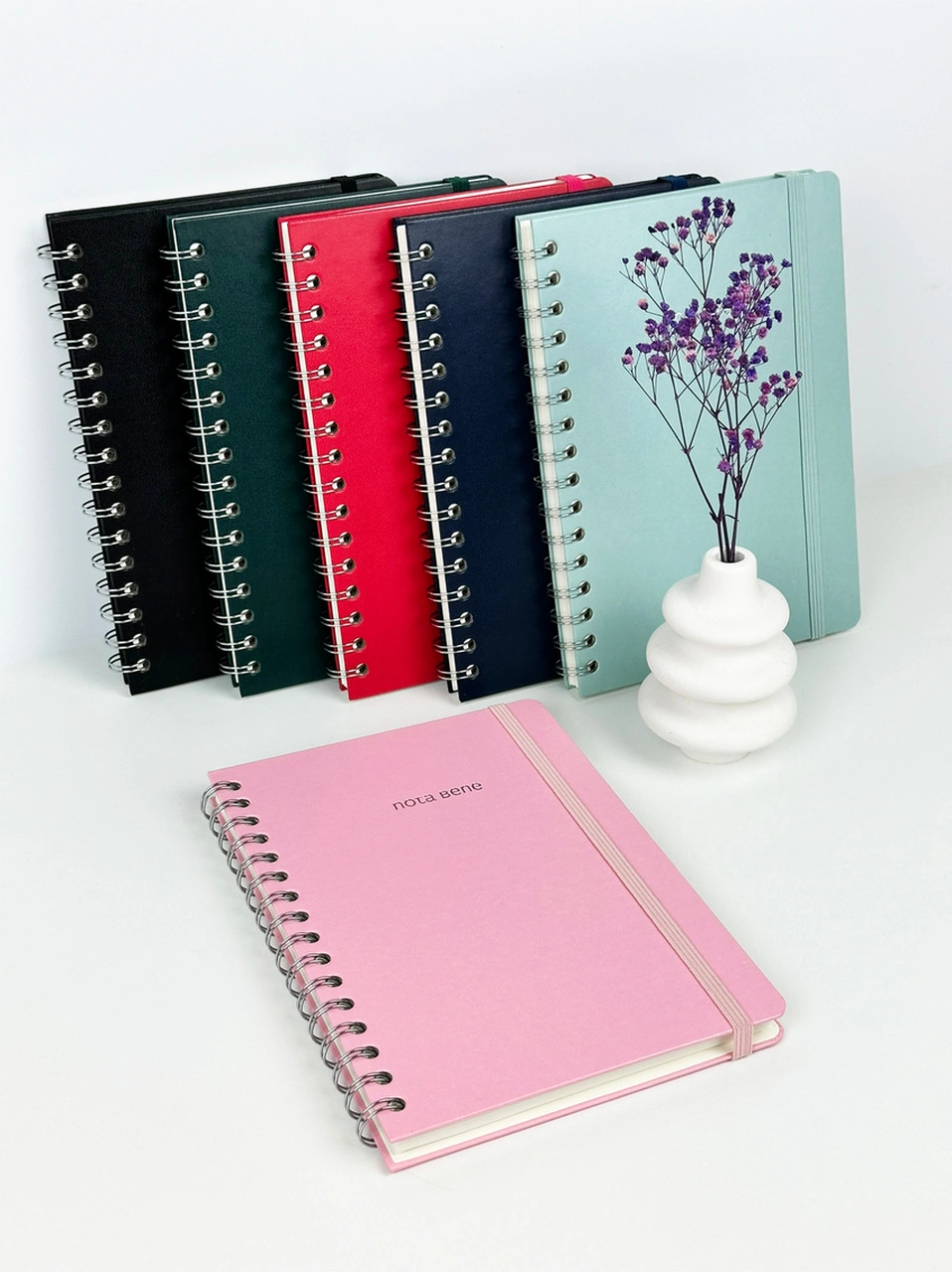 Nota Bene Spiralli Premium Sert Kapak Defter, 21x29,7 Cm, Çizgili Pembe