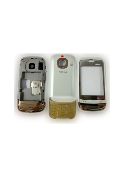 Nokia C2-03 Kasa Kapak Tuş Takımı C2-03 Uyumlu Gold Beyaz Renk Or