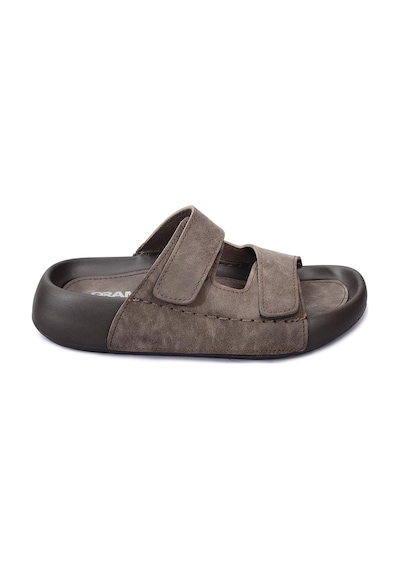 Qramed Orthopedix Çift Bantlı Cırtlı Unisex Spor Terlik Qr25101 Kahverengi
