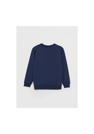 LC Waikiki Bisiklet Yaka Nostaljik Maymun Baskılı Uzun Kollu Erkek Çocuk Sweatshirt NAVY