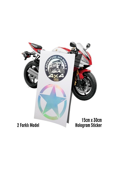 Hologram Star Yıldız 2li - Motosiklet Kelebek Cam Uyumlu Sticker