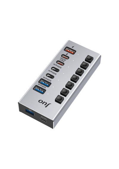 Juo Usb-a 7 Portlu Anahtarlı 3 Usb-a 4 Type-c 5gbps Pd Hızlı Şarj Destekli Usb 3.1 Çoklayıcı Dönüştürücü Hub