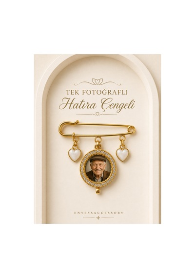 Kişiye Özel 1 Fotoğraflı Hatıra Çengeli Anı Hediyesi Altın Altın