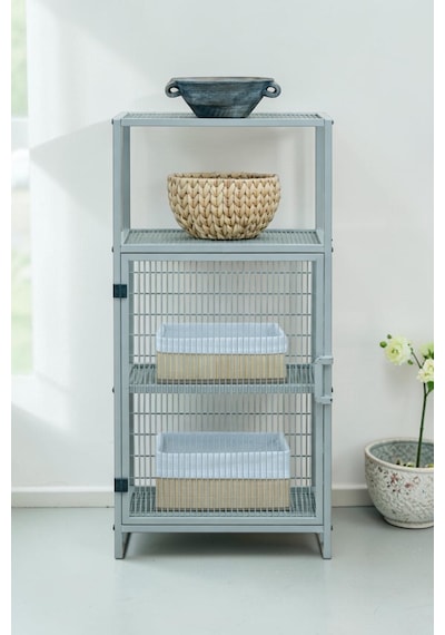 Dekoratif Bej Metal Çok Amaçlı Dolap 4 Raflı Organizer Dekoratif Bej Metal Çok Amaçlı Dolap 4 Raflı Organizer