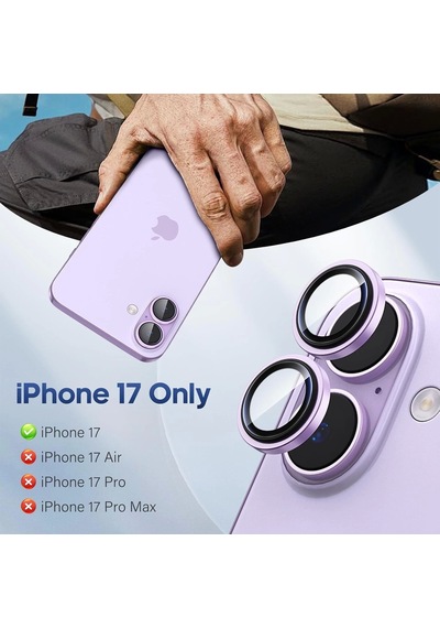 Apple Uyumlu iPhone 17 Kamera Koruyucu Gece Çekim Destekli Premium Safir Lens Koruma Parlak Temperli Cl-12