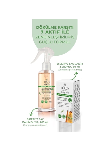 Yoon 2'li Saç Dökülme Karşıtı, Hızlı Saç Uzatma, Saç Serumu 50ml & Bakım Suyu 200ml