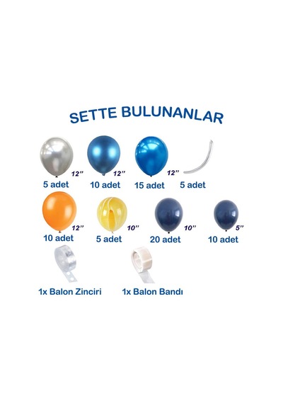 Uzay Temalı Balon Zinciri Seti Konsept 12