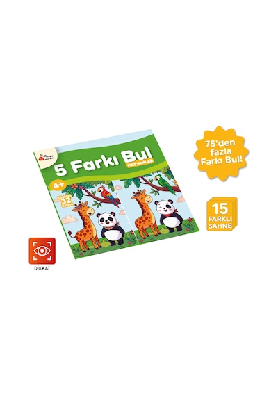 Playever 5 Farkı Bul - Hayvanlar, Dikkat Ve Görsel Algı Etkinlik Kitabı