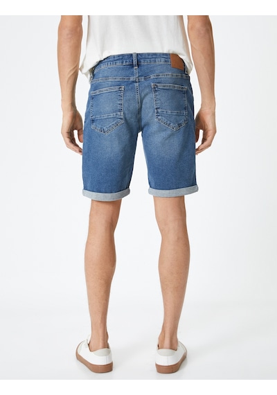 Koton Kot Şort Slim Fit Düğmeli Cepli Katlı Paça Detaylı Koyu İndigo 4sam40113nd İndigo