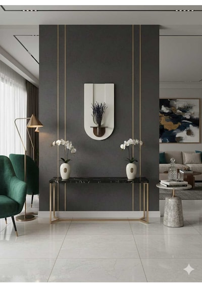Begonvil Ahşap Pilli Ledli İskandinav Salon Duvar Rafı Şık Modern Çiçeklik 40 X 75 Cm Paris Grisi - Ahşap Ceviz