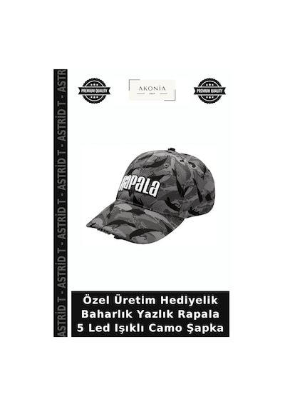Astrid T Özel Üretim Hediyelik Baharlık Yazlık Rapala 5 Led Işıklı Camo Şapka Çok Renkli