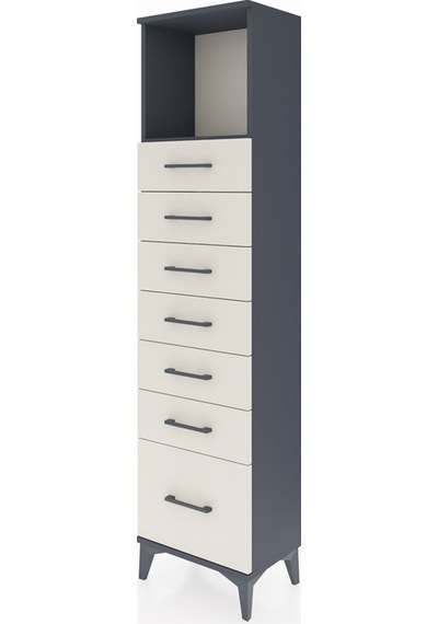 Arges Dolap Tek Raflı 7 Çekmeceli 44x30x182 Antrasit-aytaşı Antrasit