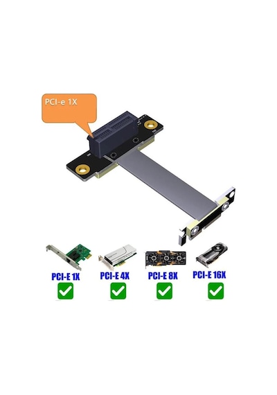 5086 Pcı-e Express 1x Dişi Erkek Riser Yükseltici Uzatma Kablosu 10cm
