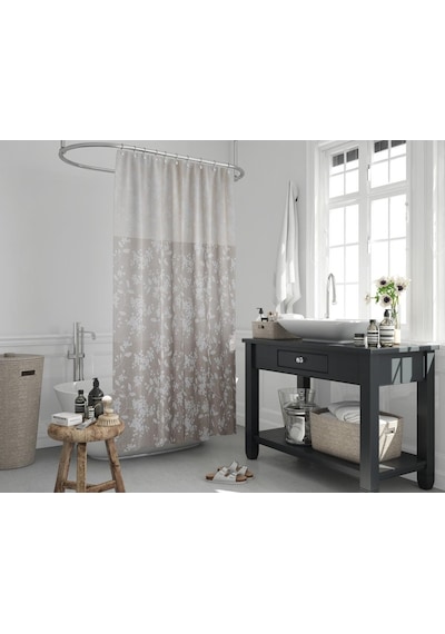 Zethome Jackline Banyo Duş Perdesi 4247 Kahve Tek Kanat 1X180X200 Gri