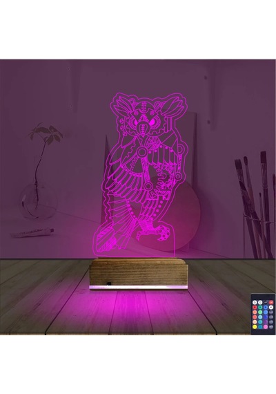 Luvivia Baykuş Tasarım 3d Lamba - Masa Gece Lambası V4 Şeffaf