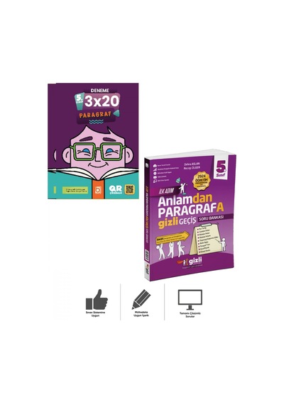 5. Sınıf Anlamdan Paragrafa Gizli Geçiş + Paragraf Deneme 2 Kitap Bigelio + Gizli