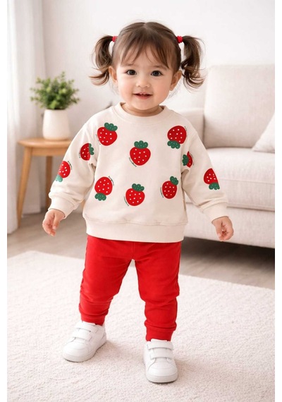 Mini Mundo Kız Bebek Bebek Alt Üst Takımı 673 Kırmızı Kırmızı