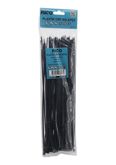 İbico İ13-017 Siyah Plastik Cırt Kelepçe 3.6x300mm 100 Adet - 10'li Paket Diğer