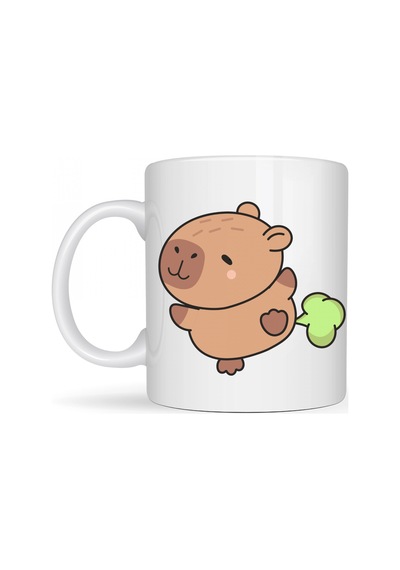 Sevimli Kapibara Desenli Porselen Kupa Model 96 Capybara Neşeli Tasarım, Kahve & Çay Kupası, Hediyelik Porselen Bardak Çok Renkli